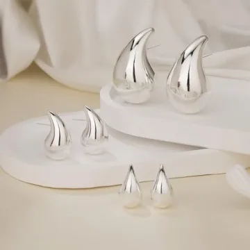 Extra Large Chunky Silver Hoop Earrings for Women