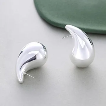 Extra Large Chunky Silver Hoop Earrings for Women