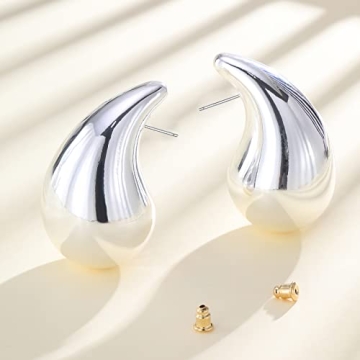Extra Large Chunky Silver Hoop Earrings for Women