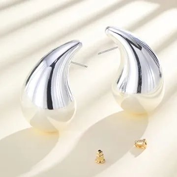 Extra Large Chunky Silver Hoop Earrings for Women