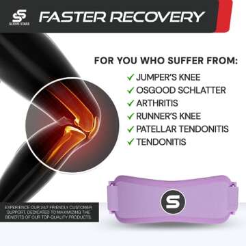 Sleeve Stars Patellar Tendon Support Strap Osgood Schlatter Knee Brace for Youth, Knee Brace for Wom...