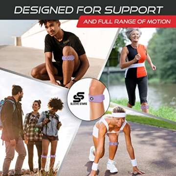 Sleeve Stars Patellar Tendon Support Strap Osgood Schlatter Knee Brace for Youth, Knee Brace for Women & Men, Swedish Brand Knee Strap Patella Tendon Support, Patella Band w/ 3 Lengths (Pair/Light Purple)