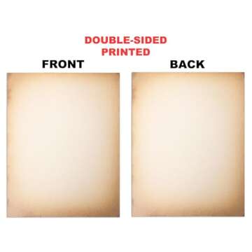 50 Pack Classic Aged Paper | Vintage Stationary Paper | Use for Creating Timeless Writing, Drawing, Sketches, Painting Projects | Ink Jet and Laser Printer Friendly | 8.5 x 11 Inches 50 Sheets