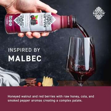 Karviva Unwined Non-Alcoholic Wine Alternative – Low-Sugar Organic Malbec with Herbal Anti-Inflamm...