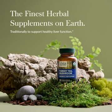 Gaia Herbs Turkey Tail Mushroom - Immune Support Supplement to Help Maintain Liver Health - with Organic Turkey Tail Mushroom Fruiting Body Extract - 40 Vegan Capsules