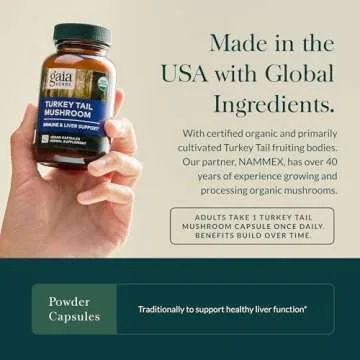Gaia Herbs Turkey Tail Mushroom - Immune Support Supplement to Help Maintain Liver Health - with Organic Turkey Tail Mushroom Fruiting Body Extract - 40 Vegan Capsules