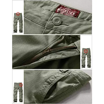 Match Men's Wild Cargo Pants in Light Green Size 34