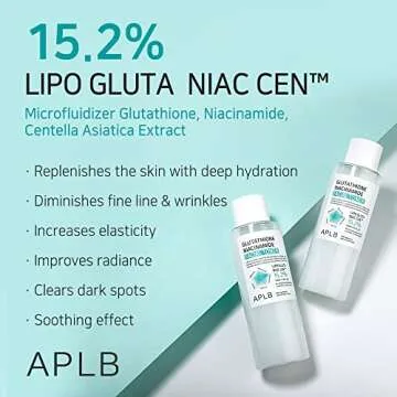 APLB Glutathione Niacinamide Facial Toner | LIPO GLUTA NIAC CEN™ 15.2% 5.41 FL.OZ/Korean Skincare, Replenishing Moisture, Revitalize for Gentle and Improve Skin Texture Through Niacinamide