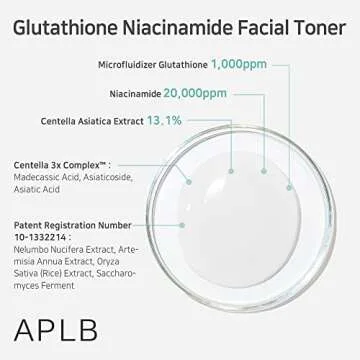 APLB Glutathione Niacinamide Facial Toner | LIPO GLUTA NIAC CEN™ 15.2% 5.41 FL.OZ/Korean Skincare, Replenishing Moisture, Revitalize for Gentle and Improve Skin Texture Through Niacinamide