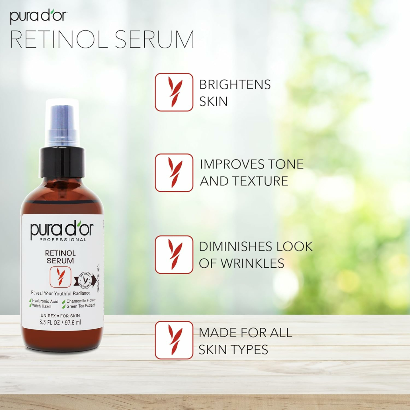 PURA D'OR Retinol Serum - Anti-Aging Radiance Formula