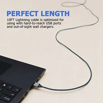 Sundix 3-Pack 10ft Nylon Braided iPhone Charger Cables