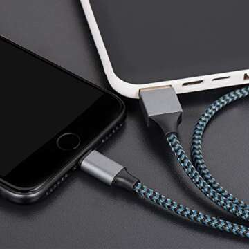 Sundix 3-Pack 10ft Nylon Braided iPhone Charger Cables