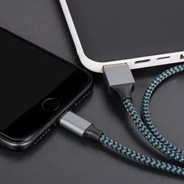 Sundix 3-Pack 10ft Nylon Braided iPhone Charger Cables