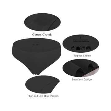 FINETOO 6 Pack Women’s Seamless Hipster Underwear No Show Panties Invisibles Briefs Soft Stretch Bikini Underwears XS-XL(XS) Black