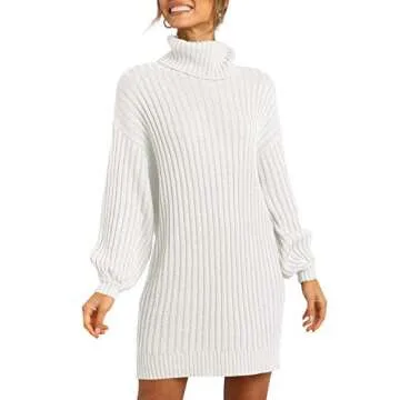 ANRABESS Women Oversized Sweater Dress Turtleneck Batwing Sleeve