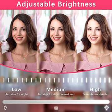 ROLOVE Vanity Mirror Makeup Mirror with Lights, Large Lighted Vanity Mirror, Light Up Mirror with Smart Touch 3 Colors Dimmable, Tabletop Mirror for Makeup Desk, 360° Rotation, 22" x 19", White