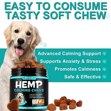 110Pcs Hemp Calming Chews for Dogs, Calming Chews Treats for Help with Dog Anxiety, Promotes Relaxat...