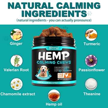 110Pcs Hemp Calming Chews for Dogs, Calming Chews Treats for Help with Dog Anxiety, Promotes Relaxation, Separation, Barking, Stress Relief, Sleep Calming Aid, for All Types Dog & Sizes (Chicken, 110)