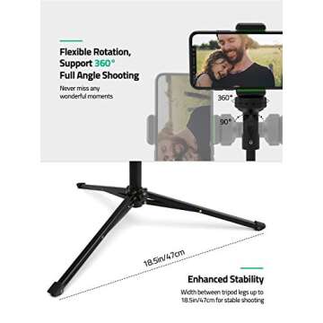 64" Extendable Phone Tripod, TECELKS Selfie Stick Tripod with Phone Holder, Cell Phone Tripod Stand with Remote Shutter, Perfect for Travel Selfie/Video Recording/Vlogging