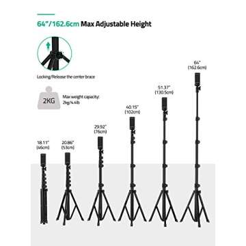 64" Extendable Phone Tripod, TECELKS Selfie Stick Tripod with Phone Holder, Cell Phone Tripod Stand with Remote Shutter, Perfect for Travel Selfie/Video Recording/Vlogging