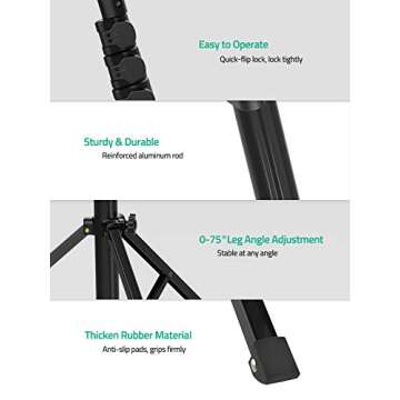 64" Extendable Phone Tripod, TECELKS Selfie Stick Tripod with Phone Holder, Cell Phone Tripod Stand with Remote Shutter, Perfect for Travel Selfie/Video Recording/Vlogging