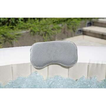 SaluSpa Padded Pillows (2-Pack),Grey & SaluSpa Inflatable Spa Drink Holder Tray | 1 Caddy Holds 2 Drinks | Outdoor Hot Tub and Spa Accessory