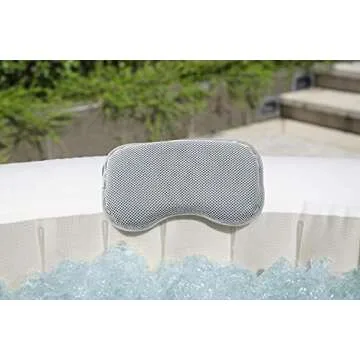 SaluSpa Padded Pillows (2-Pack),Grey & SaluSpa Inflatable Spa Drink Holder Tray | 1 Caddy Holds 2 Drinks | Outdoor Hot Tub and Spa Accessory