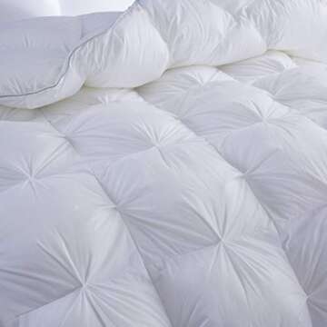 LESNNCIER Luxury Medium Warmth Feather Down Comforter Queen Size,Hotel Collection All Season Duvet I...