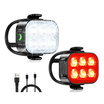 Zewdov Bike Lights for Night Riding, USB Rechargeable Front and Back Lights