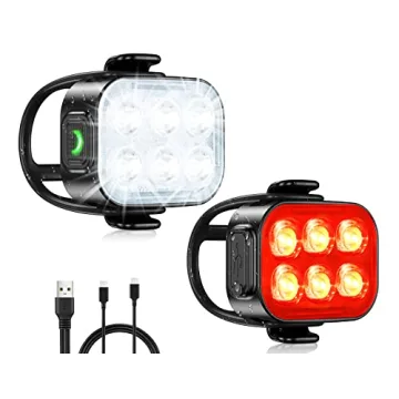 Zewdov Bike Lights for Night Riding, USB Rechargeable Front and Back Lights