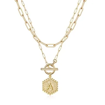 IEFWELL Layered Gold Necklace for Women - Initial Necklaces for Women Dainty Gold Necklace for Women...