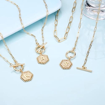 IEFWELL Layered Gold Necklace for Women - Initial Necklaces for Women Dainty Gold Necklace for Women Initial A Necklace Gold Layered Necklaces for Women Paperclip Chain Necklace Gold Jewelry for Women
