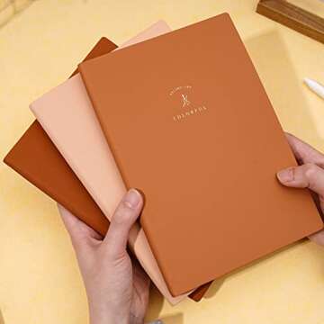 3 Pack Soft Cover Journal Leather Journal for Women Men College Ruled Notebook A5 Classic Journals for Writing Travel Journal 128 Sheets Note Taking Notebooks for School Office Home,Brown