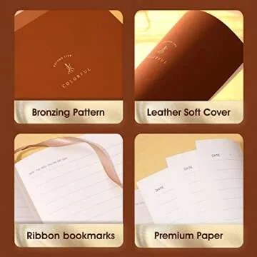 3 Pack Soft Cover Journal Leather Journal for Women Men College Ruled Notebook A5 Classic Journals for Writing Travel Journal 128 Sheets Note Taking Notebooks for School Office Home,Brown