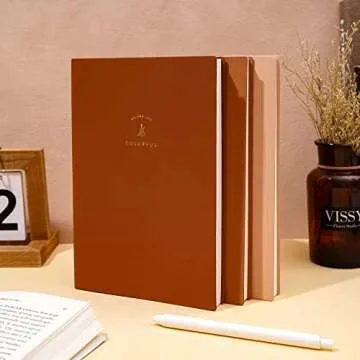 3 Pack Soft Cover Journal Leather Journal for Women Men College Ruled Notebook A5 Classic Journals for Writing Travel Journal 128 Sheets Note Taking Notebooks for School Office Home,Brown