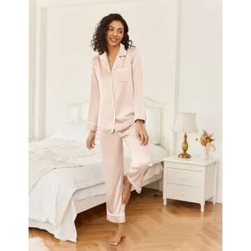 Ekouaer Satin Pajama Set for Women - Silky Sleepwear & Comfort