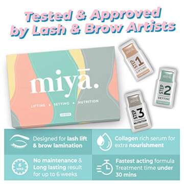 MIYA LASH 2 in 1 Brow Lamination & Lash Lift Lotion Set | Sachet Refill for Lash Lift Kit & Eyebrow Perm | Fast Acting 3-Step Lifting, Setting Lotions with Nutrition Serums | 10 Treatments | Salon Use