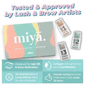 MIYA LASH 2 in 1 Brow Lamination & Lash Lift Lotion Set | Sachet Refill for Lash Lift Kit & Eyebrow Perm | Fast Acting 3-Step Lifting, Setting Lotions with Nutrition Serums | 10 Treatments | Salon Use