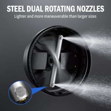 11" Pressure Washer Surface Cleaner, 3000 PSI Pressure Washer Attachments with 2 Extension Wands and 1/4" Quick Plug for Driveways, Pavers, Decks, Walls, Outdoor Furniture Cleaning