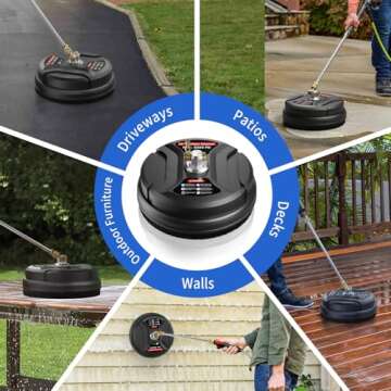 11" Pressure Washer Surface Cleaner, 3000 PSI Pressure Washer Attachments with 2 Extension Wands and 1/4" Quick Plug for Driveways, Pavers, Decks, Walls, Outdoor Furniture Cleaning