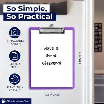 Plastic Clipboards with Low Profile Clip Set of 6-12.5 x 9 Inch Multi Color Plastic Clipboards Bulk - Clear Clipboards Bulk Classroom Holds 100 Sheets, Acrylic Clipboard Clear 6 Pack