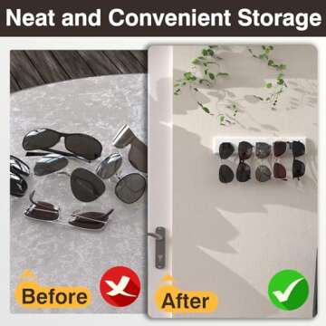 Durmmur 3 Pack Sunglass Organizer, Wall Mounted Sunglasses Organizer, Wooden Glasses Holder Sunglass Holder, Sunglasses Rack for Hanging Your Multiple Eyeglasses, for Wall, Home Decor(White)