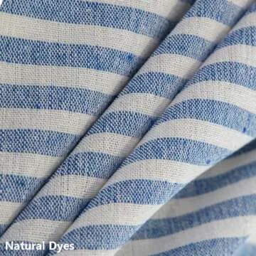 TruDelve Cotton Blend Tablecloth Blue and White Striped Tablecloth with Tassels Boho Table Cloth Rectangle Table Cover (Blue,70"x55",Rectangular)