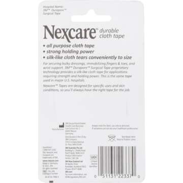 Nexcare Durable Cloth Tape, Woven Tape, Securely Holds Bulky Wound Dressing - 1 In x 10 Yds, 2 Rolls of Tape