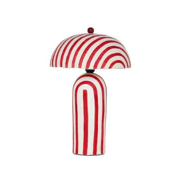 Tov Furniture Maiori Black Striped Papier Mache Table Lamp