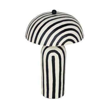 Tov Furniture Maiori Black Striped Papier Mache Table Lamp
