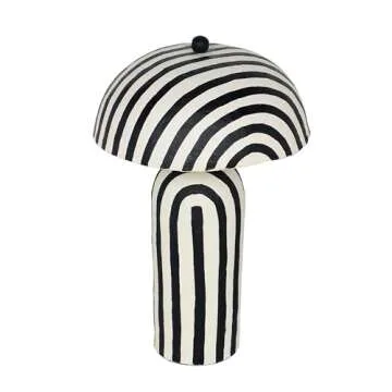 Tov Furniture Maiori Black Striped Papier Mache Table Lamp