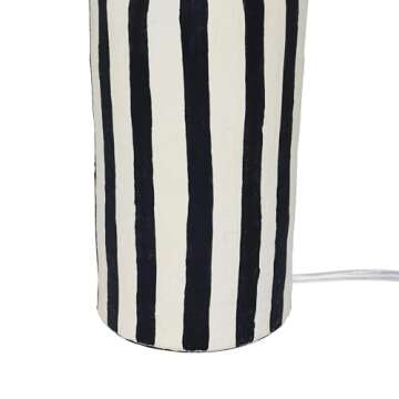 Tov Furniture Maiori Black Striped Papier Mache Table Lamp