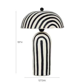 Tov Furniture Maiori Black Striped Papier Mache Table Lamp