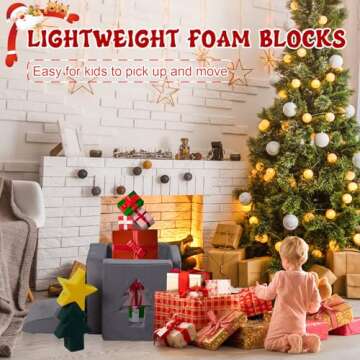 STAOLENE Toddler Climbing Toys Indoor, Climb and Crawl Activity Play Set, Christmas-Themed Soft Foam Climbing Blocks Convertible Lounge Chair Ideal Kids Corner Climber, Grey